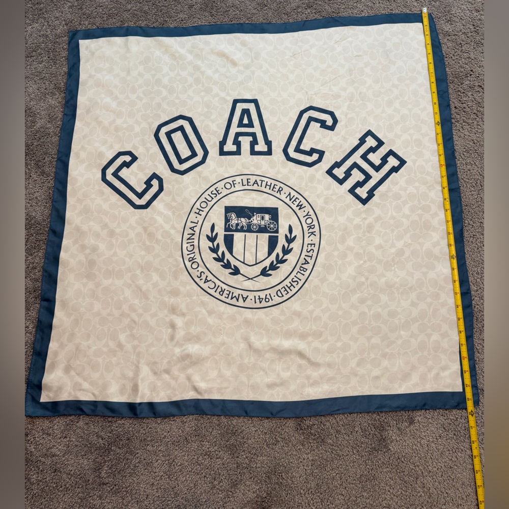 Coach Varsity Blue & White Silk Scarf